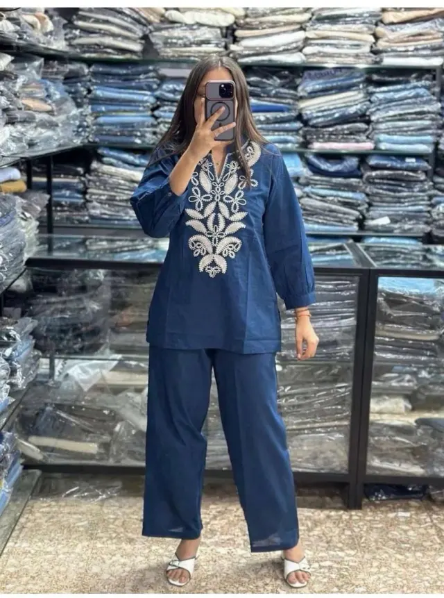 Stylish Blue embroidery Co-ord Set