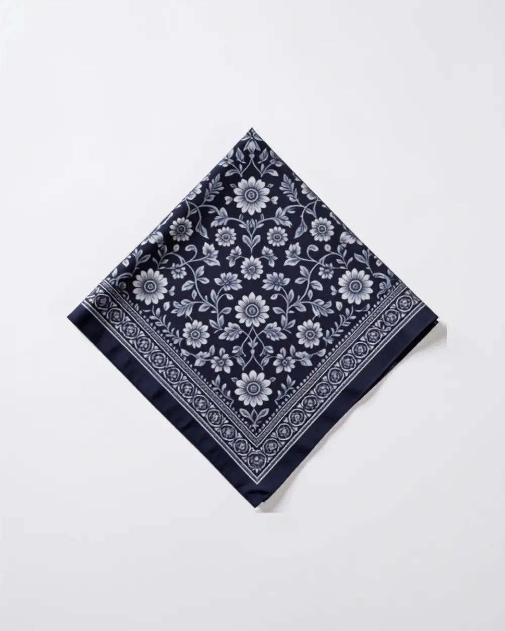 Hand Block-Printed Cotton Dupatta — Indigo