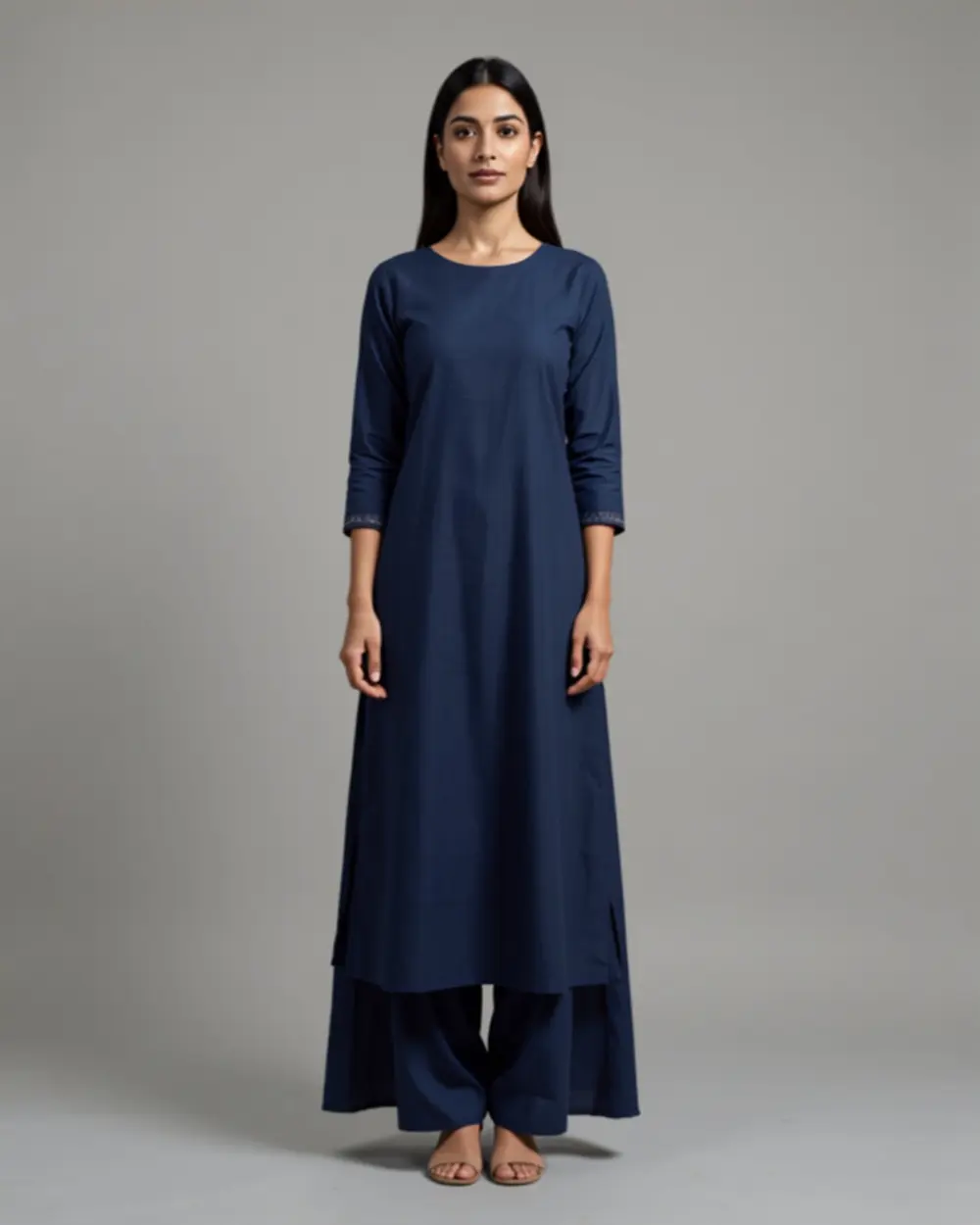 Meera Anarkali Kurti — Navy Blue